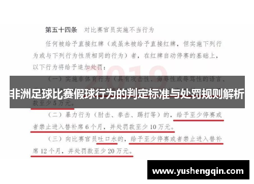 非洲足球比赛假球行为的判定标准与处罚规则解析